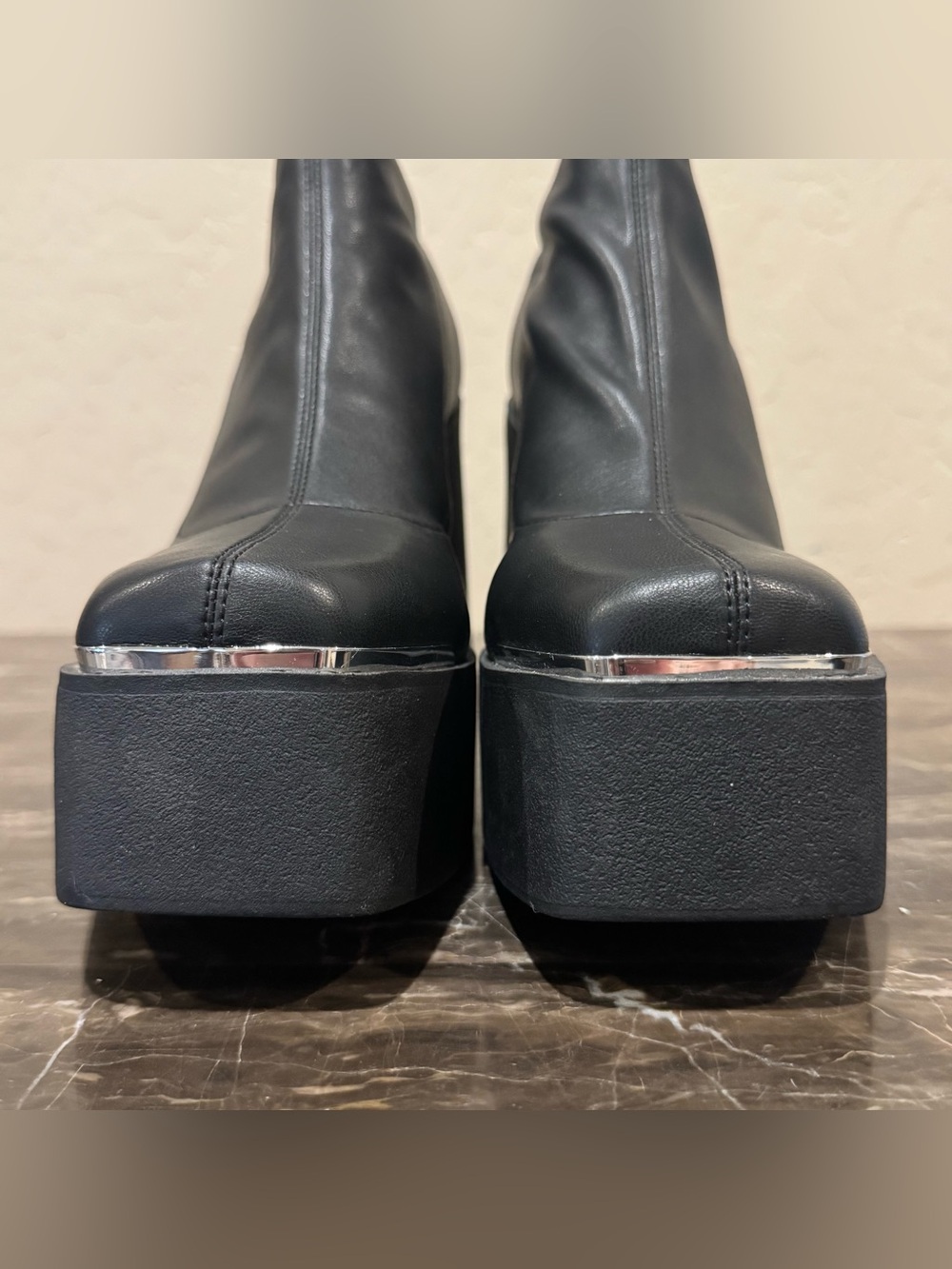 Naked Wolfe Illuminate Faux Leather Sock Platform Boots - Picture 7 of 14